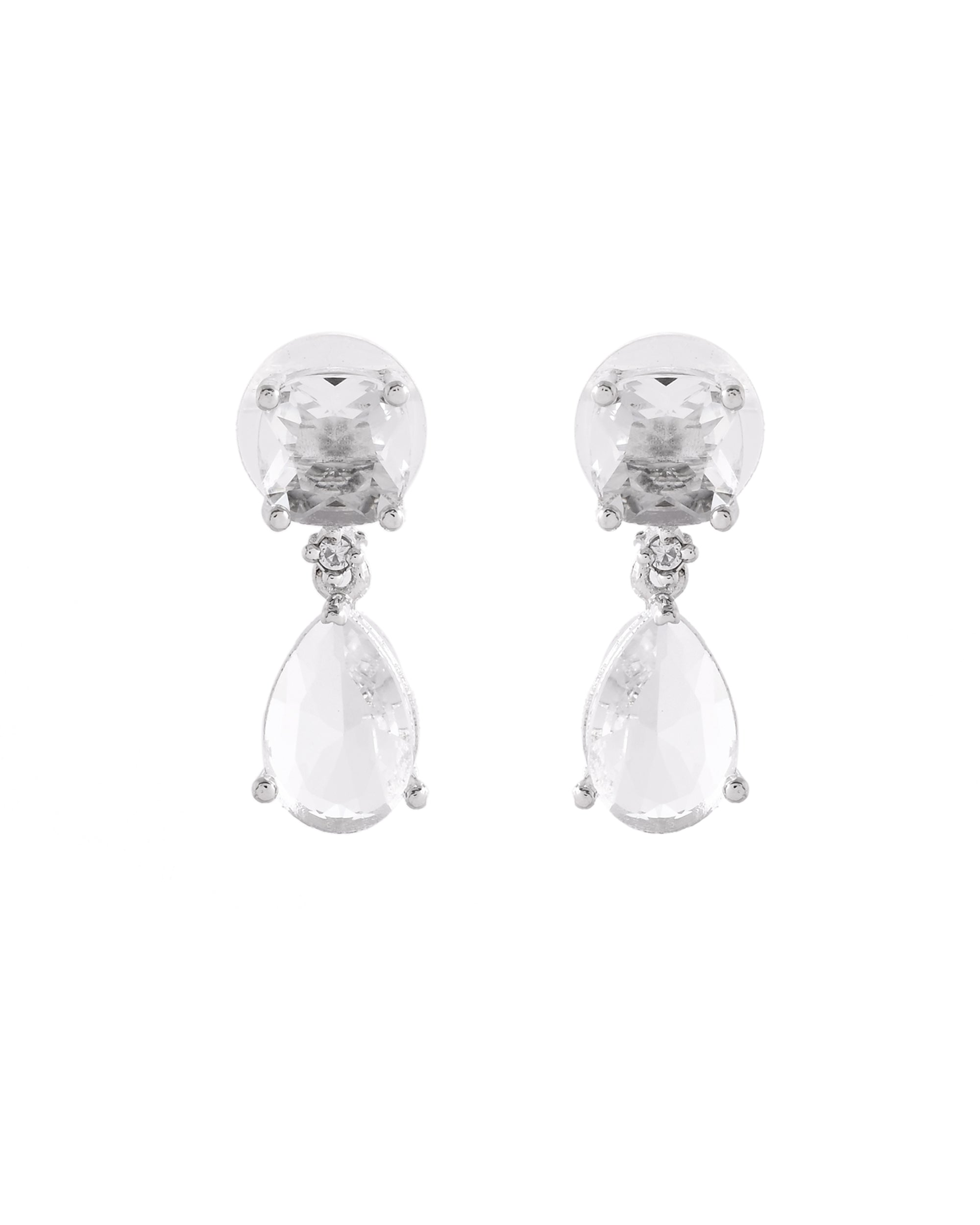 VOJ Silver Plated Stone Studded Studs Earrings - Distacart