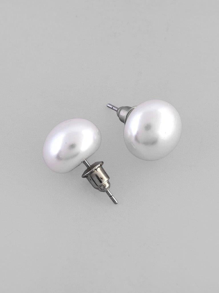 VOJ White Circular Studs Earrings - Distacart