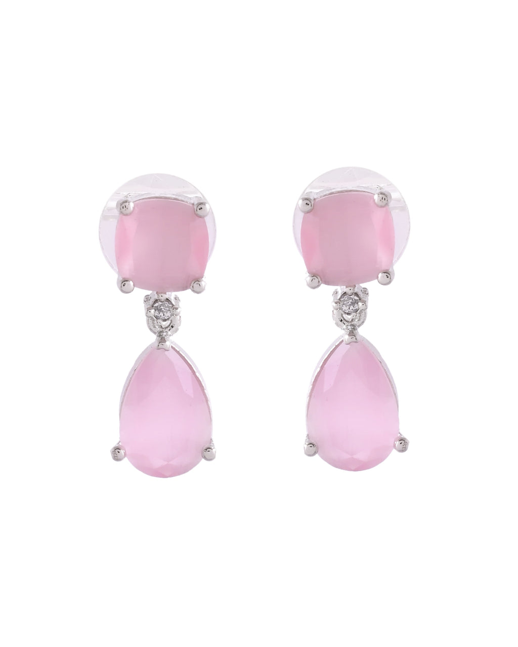 VOJ Silver Plated Red Stone Studded Studs Earrings - Distacart