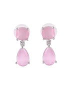 VOJ Silver Plated Red Stone Studded Studs Earrings - Distacart