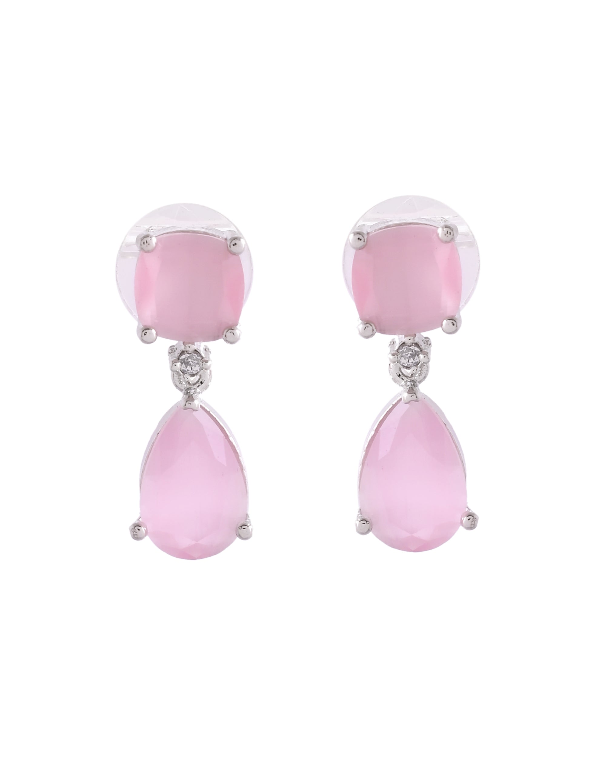 VOJ Silver Plated Red Stone Studded Studs Earrings - Distacart