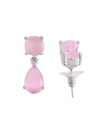 VOJ Silver Plated Red Stone Studded Studs Earrings - Distacart