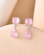 VOJ Silver Plated Red Stone Studded Studs Earrings - Distacart
