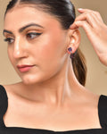 VOJ Silver Plated Purple Stone Studded Studs Earrings - Distacart