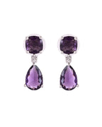 VOJ Silver Plated Purple Stone Studded Studs Earrings - Distacart