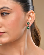 VOJ Silver Plated Green Stone Studded Studs Earrings - Distacart
