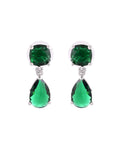 VOJ Silver Plated Green Stone Studded Studs Earrings - Distacart