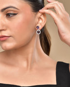 VOJ Silver Plated Purple Stone Geometrical Shaped Earrings - Distacart