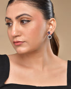 VOJ Silver Plated Purple Stone Geometrical Shaped Earrings - Distacart