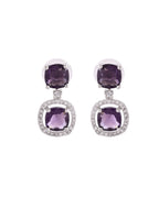 VOJ Silver Plated Purple Stone Geometrical Shaped Earrings - Distacart