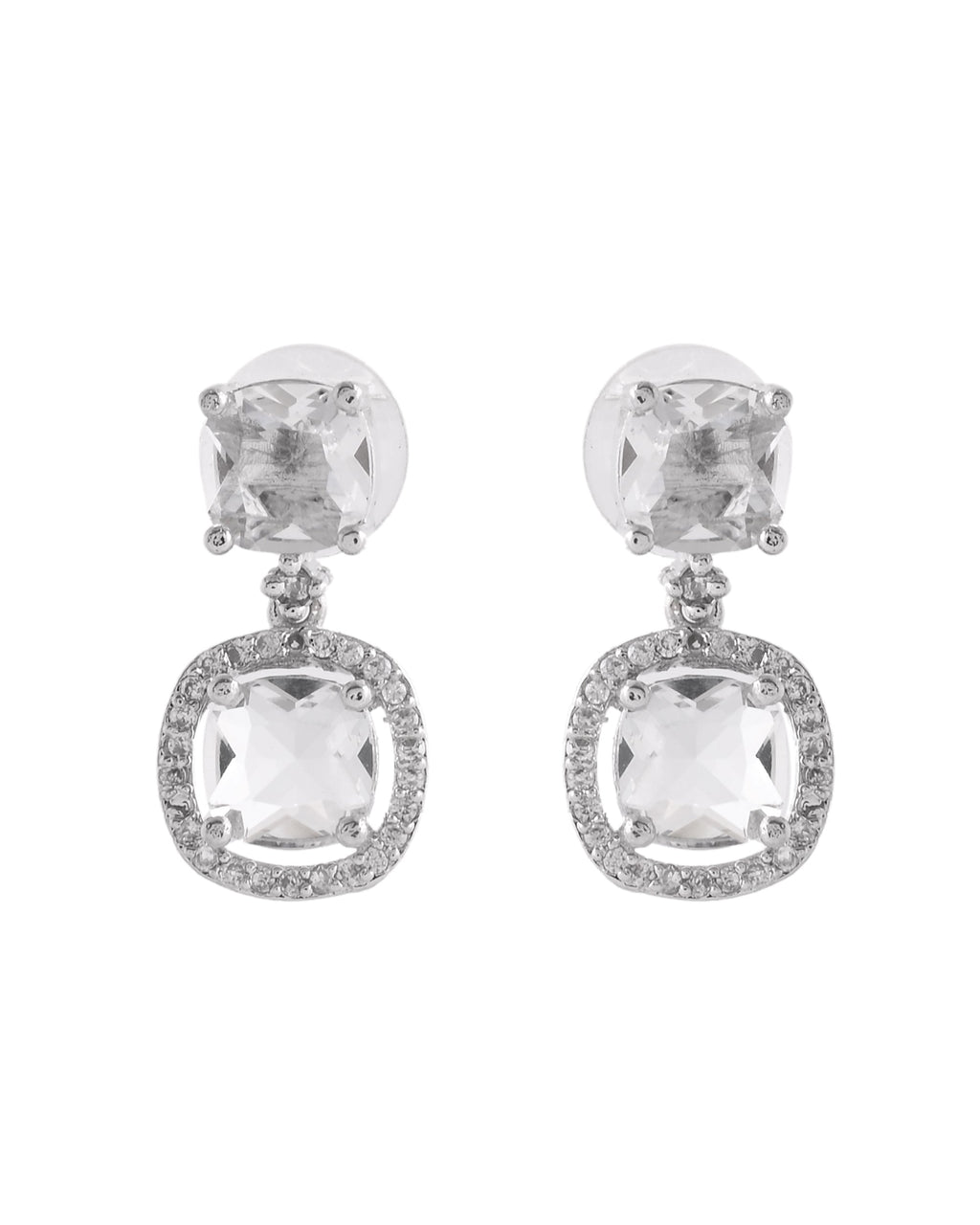 VOJ Silver Plated Stone Geometrical Shaped Earrings - Distacart