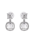 VOJ Silver Plated Stone Geometrical Shaped Earrings - Distacart