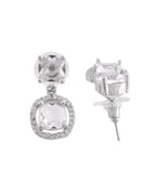 VOJ Silver Plated Stone Geometrical Shaped Earrings - Distacart
