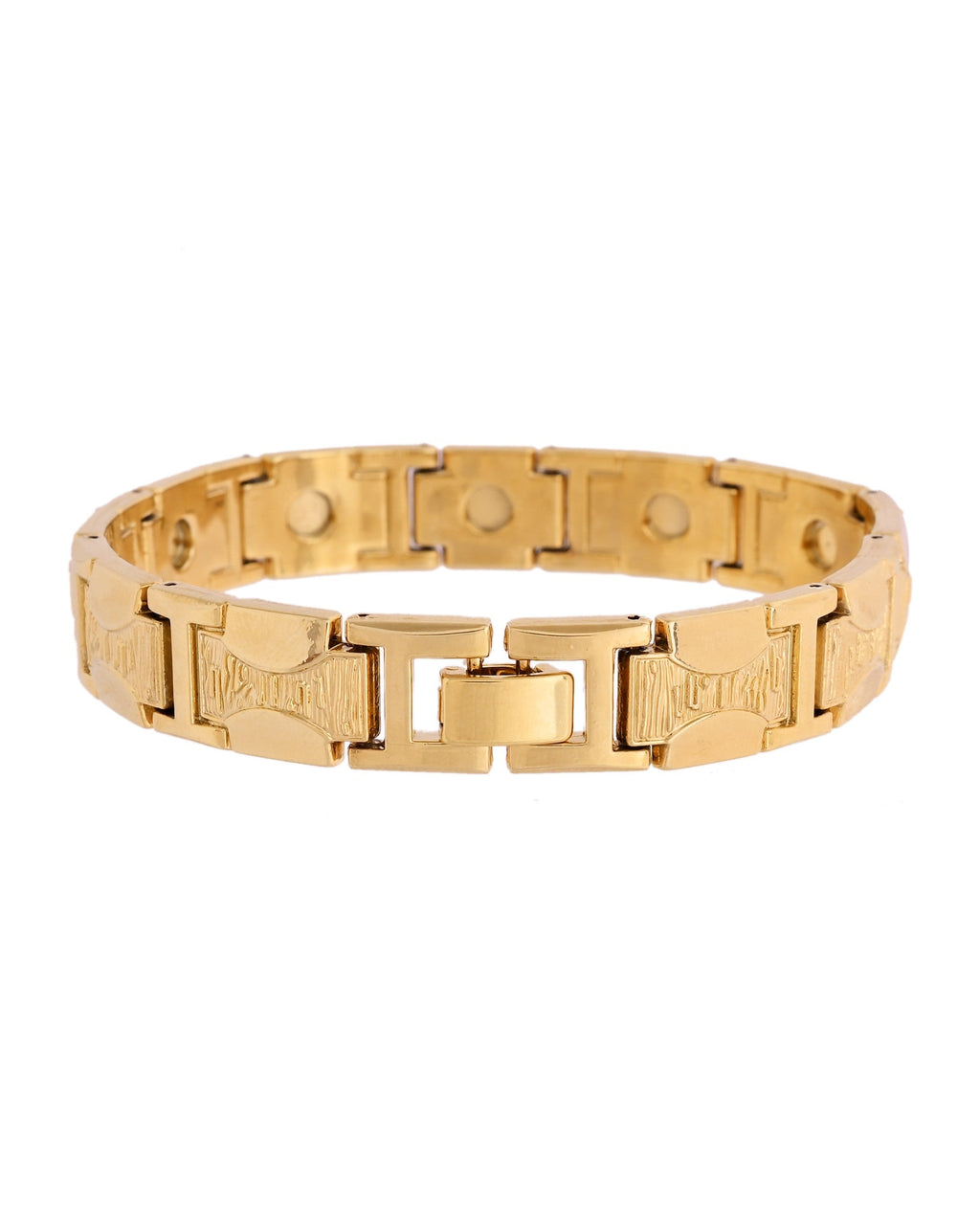 VOJ Men Gold Polished Designer Stainless Steel Bracelet - Distacart