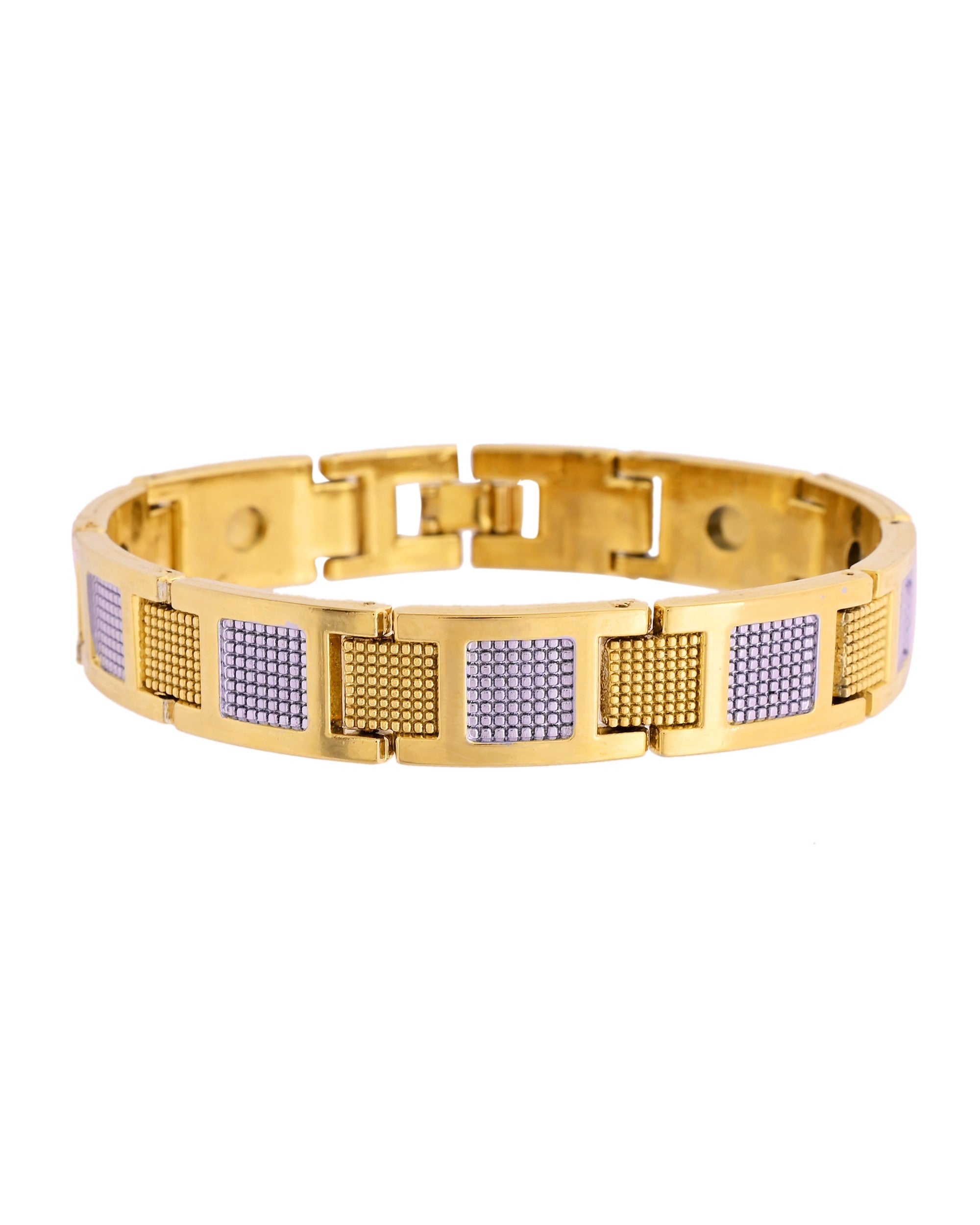 VOJ Men Dual Toned Stylish Stainless Steel Bracelet - Distacart