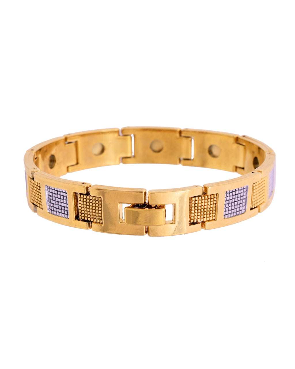 VOJ Men Dual Toned Stylish Stainless Steel Bracelet - Distacart