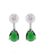 VOJ Silver Plated Green Teardrop Stone Studded Simple Jewellery Set - Distacart