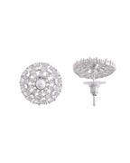 VOJ Silver Plated Pearl And Ad Stone Studded Choker Necklace With Earrings Set