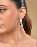 VOJ Silver Plated Stone Studded Floral Shaped Studs Earrings - Distacart