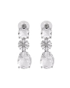 VOJ Silver Plated Stone Studded Floral Shaped Studs Earrings - Distacart