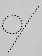 VOJ Set of 2 Silver Plated Black Beads Anklets - Distacart