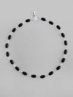 VOJ Set of 2 Silver Plated Black Beads Anklets - Distacart