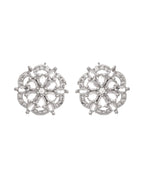 VOJ Silver Plated Floral Shape Ad Stone Studded Studs Earrings - Distacart