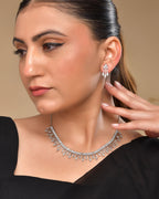 VOJ Silver Plated Ad Stone Studded Elegant Minimal Jewellery Set - Distacart