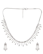 VOJ Silver Plated Ad Stone Studded Elegant Minimal Jewellery Set - Distacart