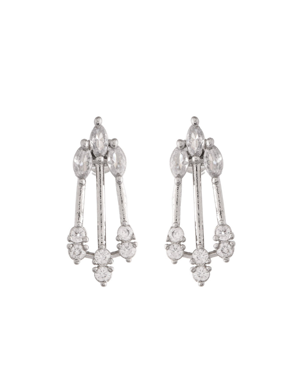 VOJ Silver Plated Ad Stone Studded Elegant Minimal Jewellery Set - Distacart