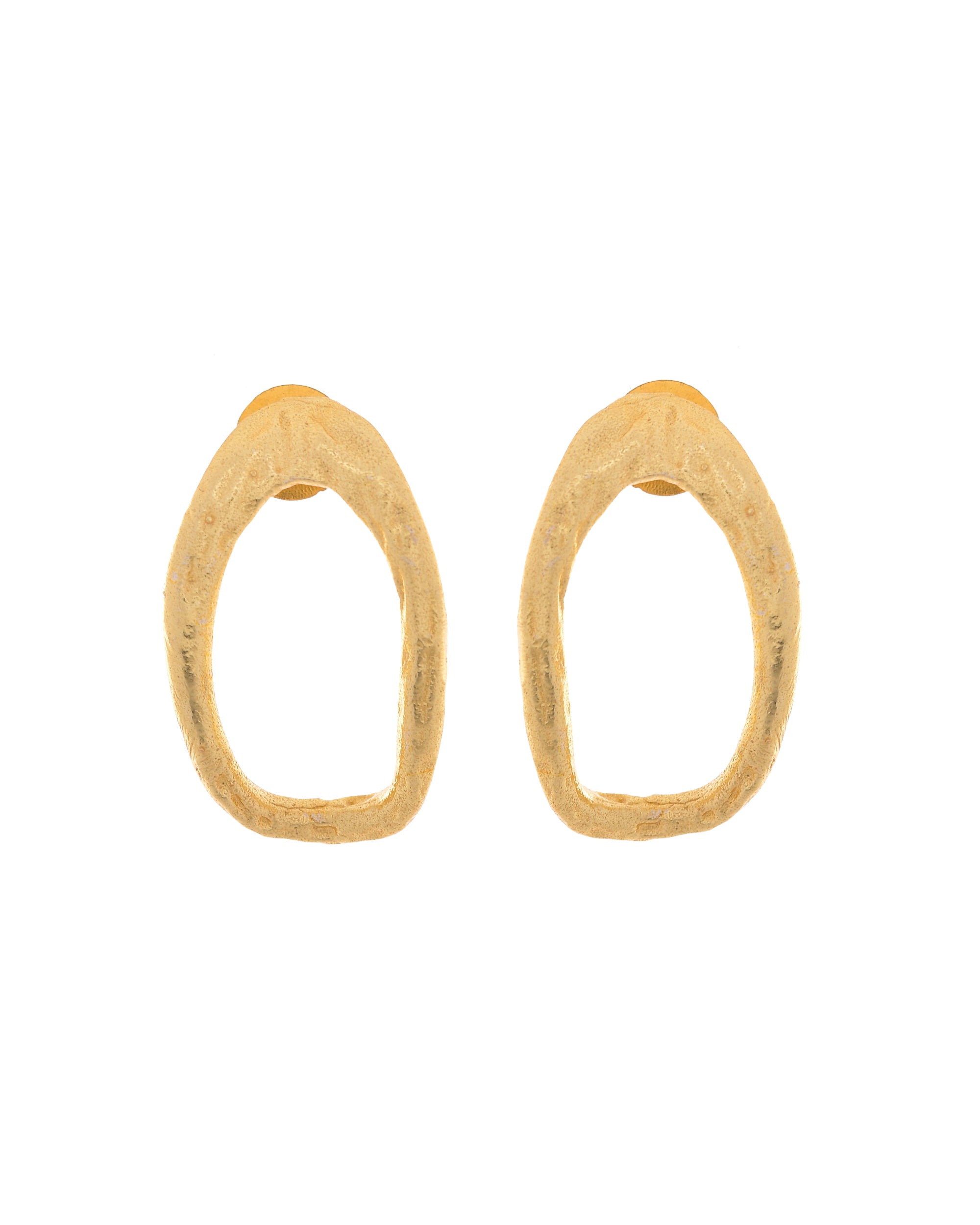 VOJ Gold Polished Anti Tarnished Oval Shaped Studs Earrings - Distacart