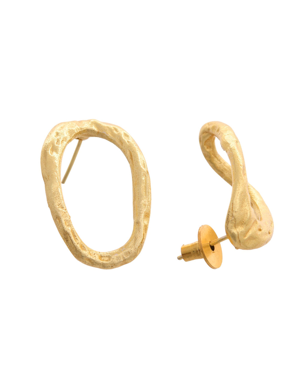 VOJ Gold Polished Anti Tarnished Oval Shaped Studs Earrings - Distacart