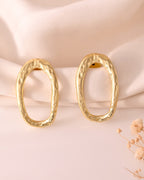 VOJ Gold Polished Anti Tarnished Oval Shaped Studs Earrings - Distacart