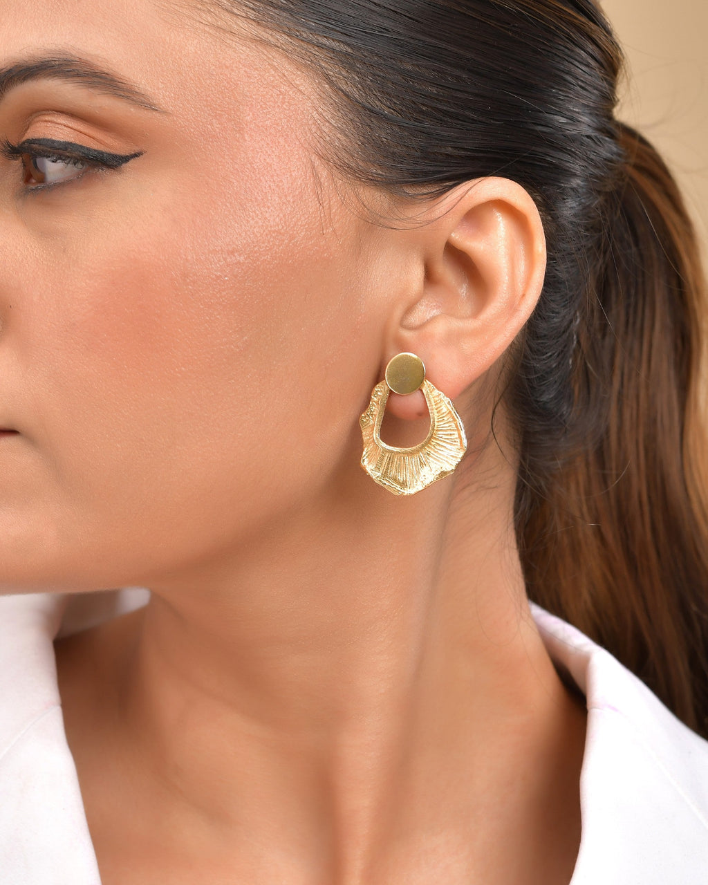 VOJ Gold Polished Anti Tarnished Designer Studs Earrings - Distacart