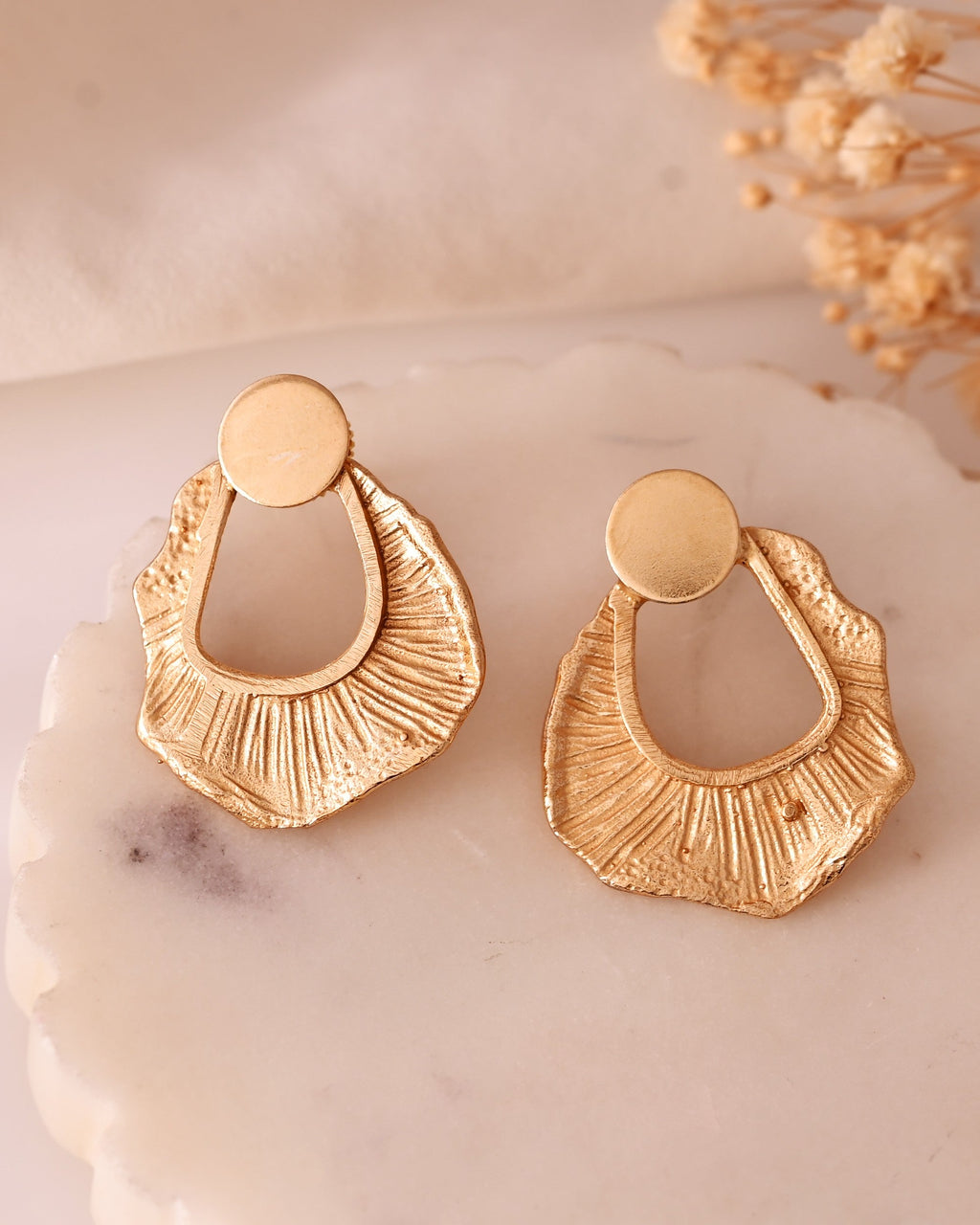 VOJ Gold Polished Anti Tarnished Designer Studs Earrings - Distacart