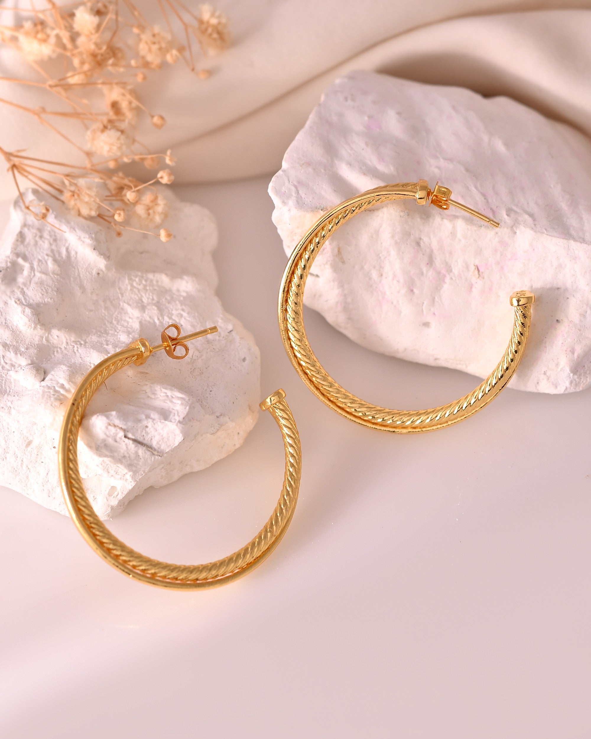 VOJ Gold Polished Anti Tarnished Hoops Earrings - Distacart