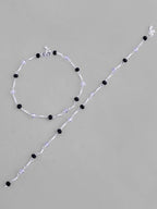 VOJ Set of 2 Silver Plated Black & White Beads Anklets - Distacart