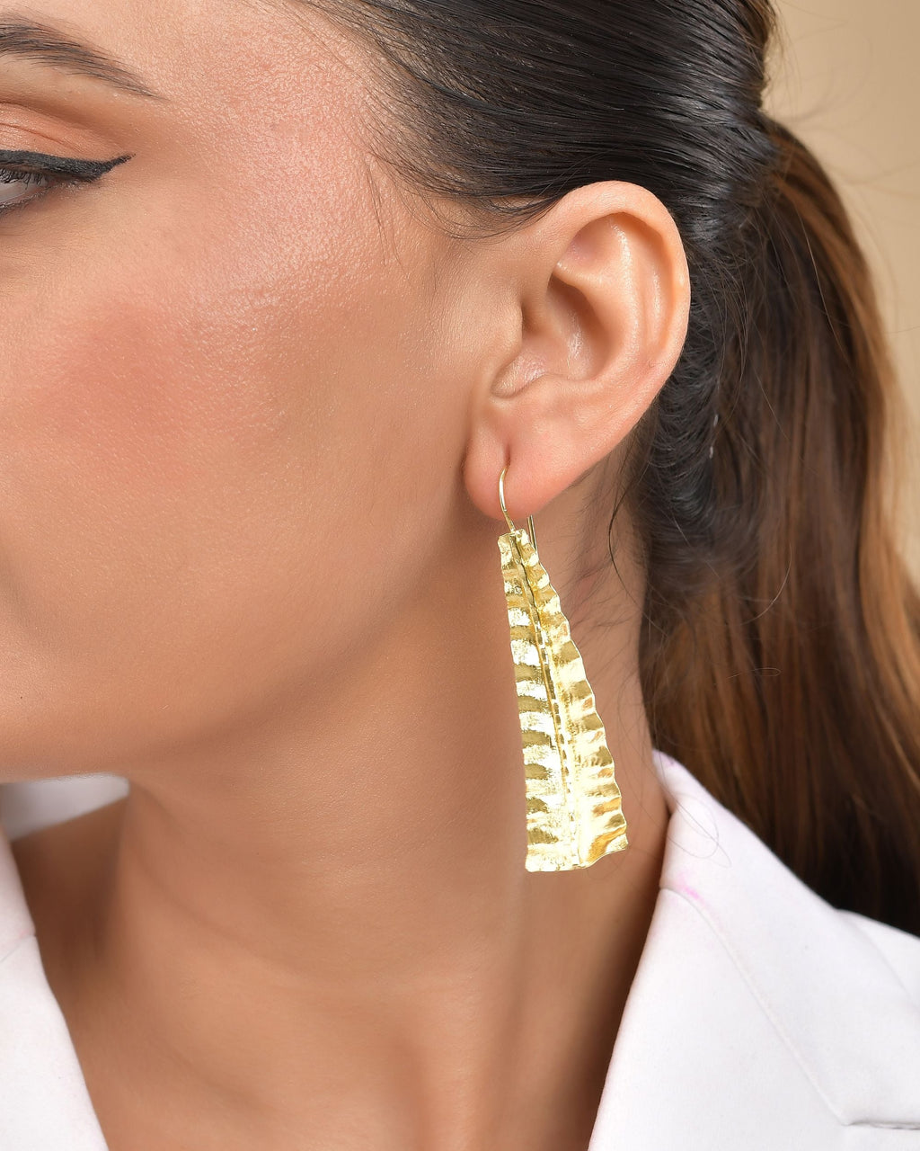 VOJ Gold Polished Anti Tarnished Elegant Designer Drop Earrings - Distacart