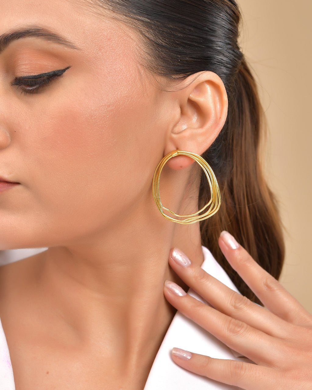 VOJ Gold Polished Anti Tarnished Multi Wired Studs Earrings - Distacart