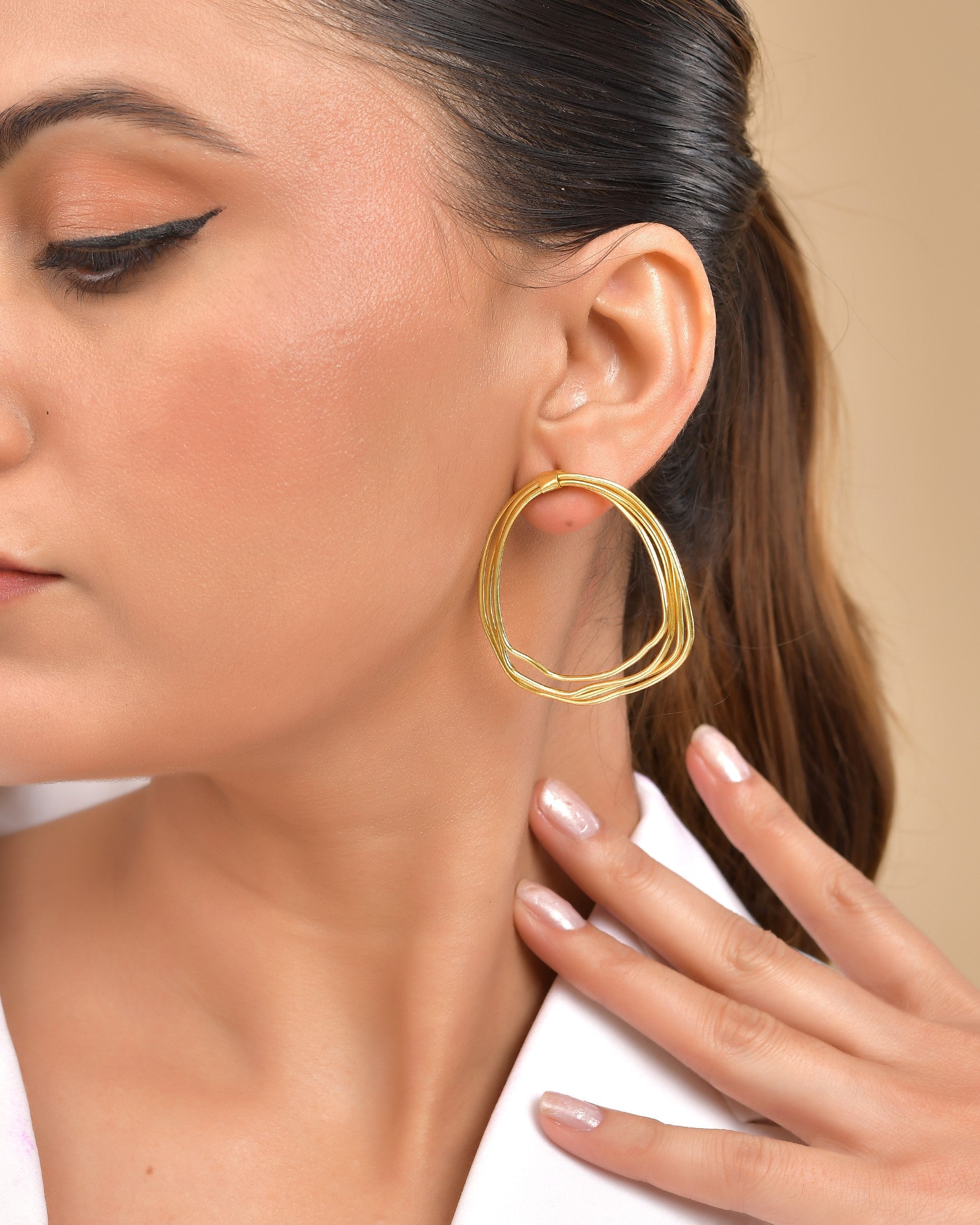 VOJ Gold Polished Anti Tarnished Multi Wired Studs Earrings - Distacart