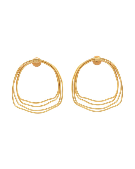 VOJ Gold Polished Anti Tarnished Multi Wired Studs Earrings