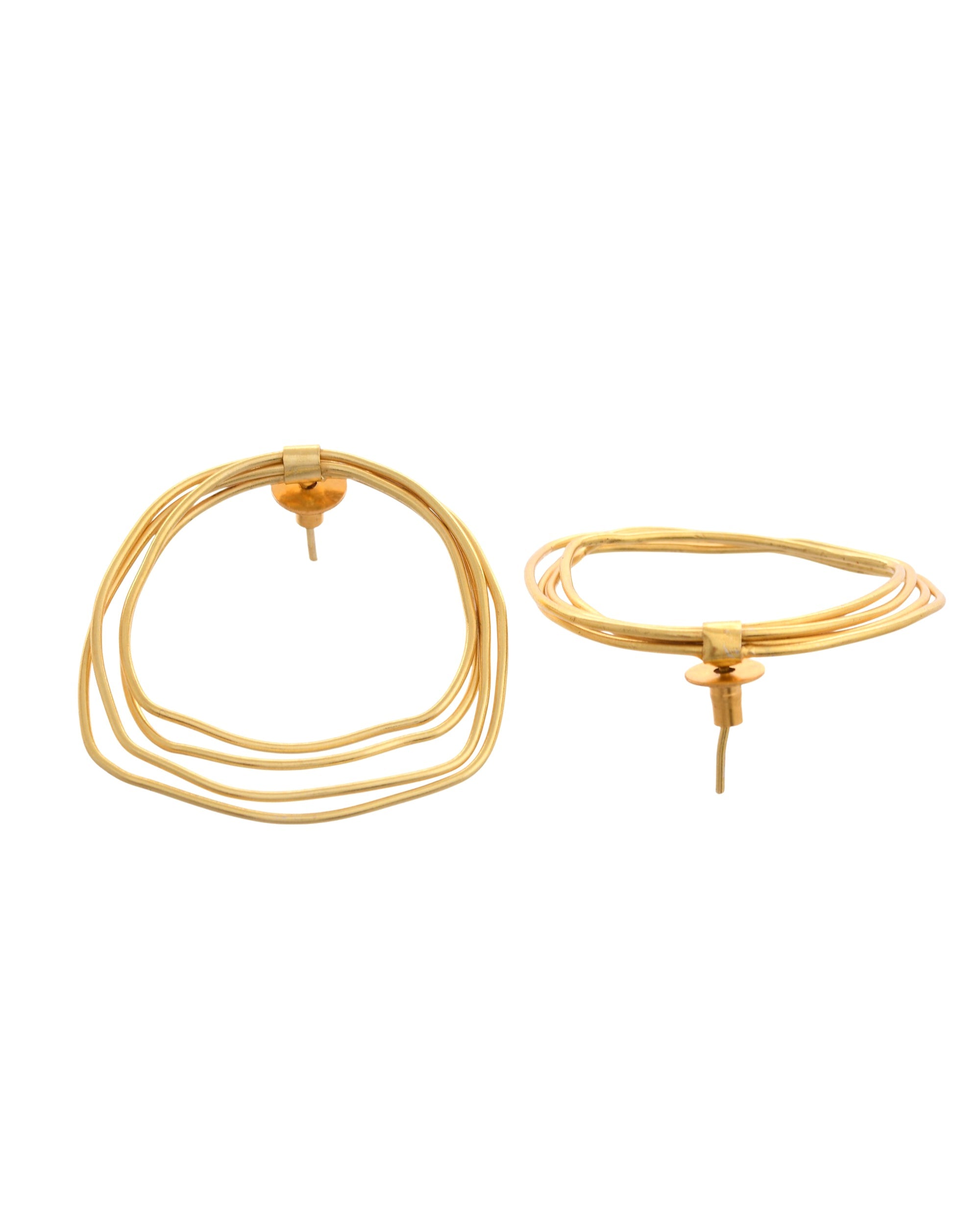VOJ Gold Polished Anti Tarnished Multi Wired Studs Earrings - Distacart
