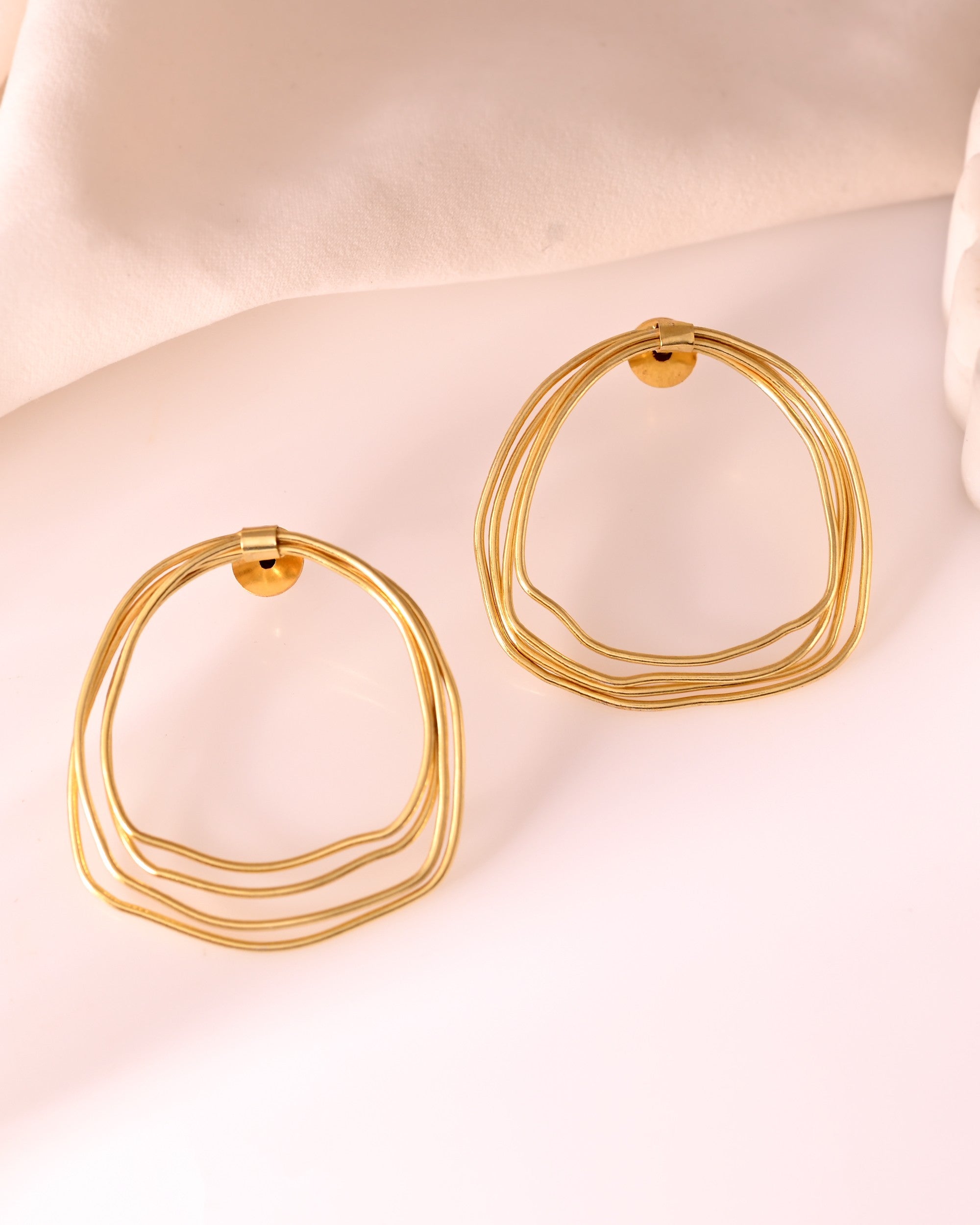 VOJ Gold Polished Anti Tarnished Multi Wired Studs Earrings - Distacart