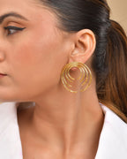 VOJ Gold Polished Anti Tarnished Semi Circle Studs Earrings - Distacart