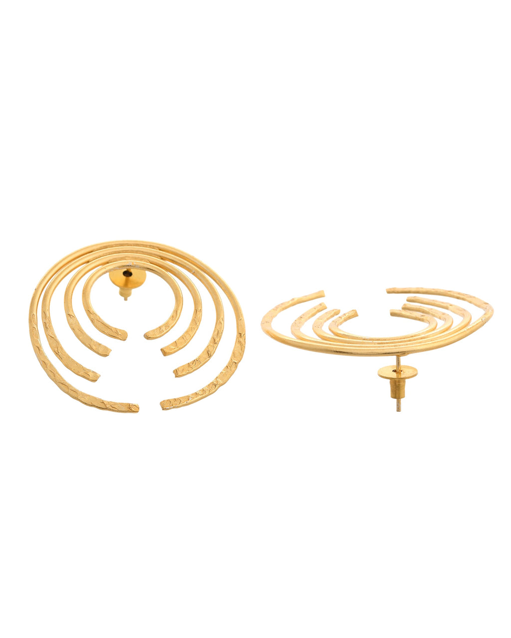 VOJ Gold Polished Anti Tarnished Semi Circle Studs Earrings - Distacart
