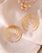 VOJ Gold Polished Anti Tarnished Semi Circle Studs Earrings - Distacart