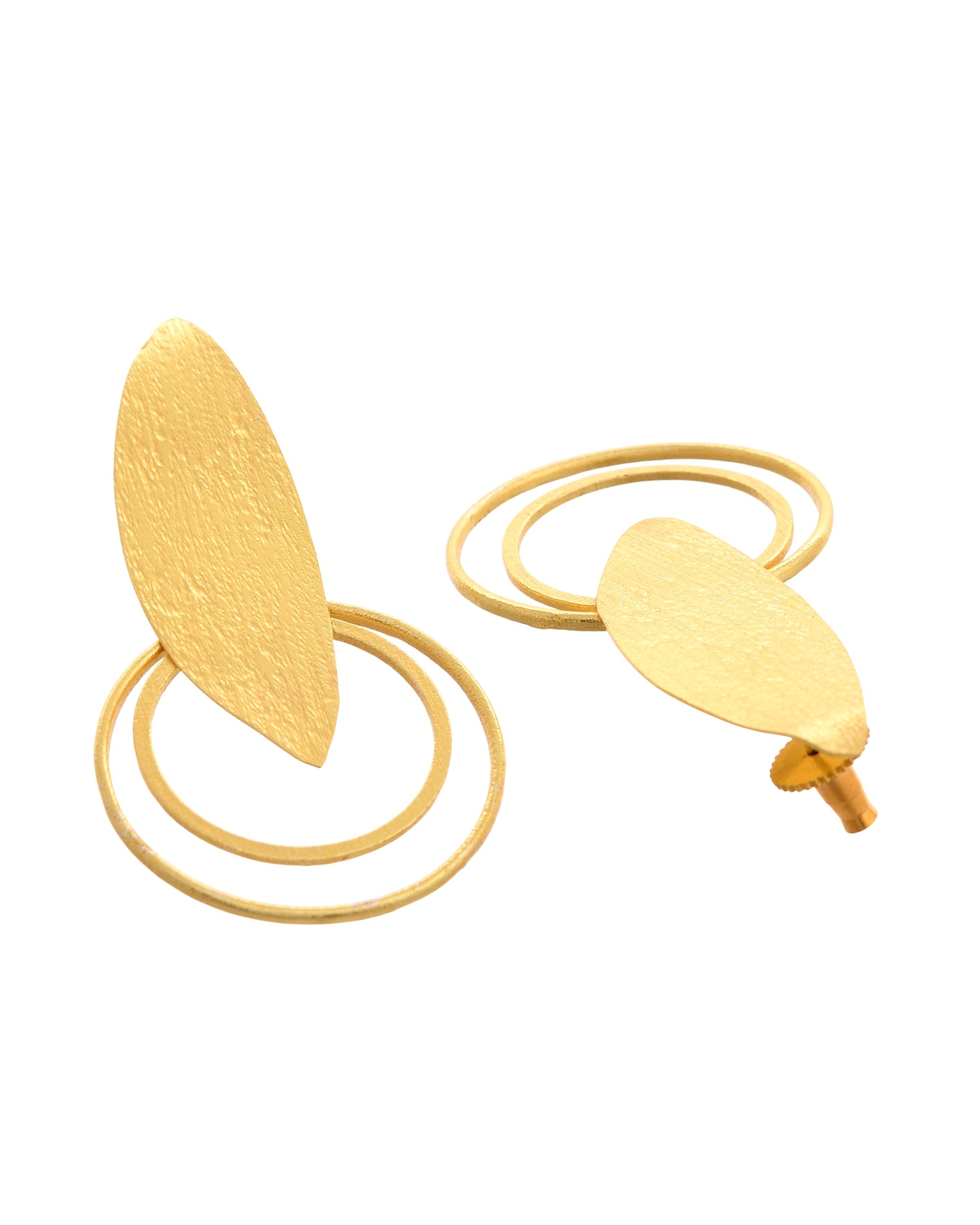 VOJ Gold Polished Stainless Steel Designer Anti Tarnished Earrings - Distacart