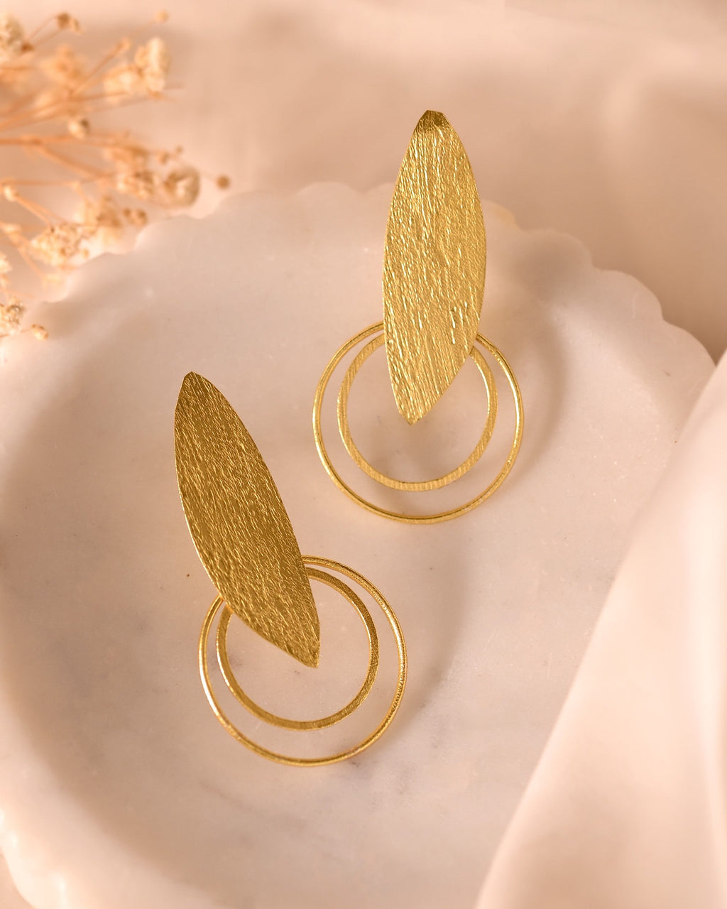 VOJ Gold Polished Stainless Steel Designer Anti Tarnished Earrings - Distacart