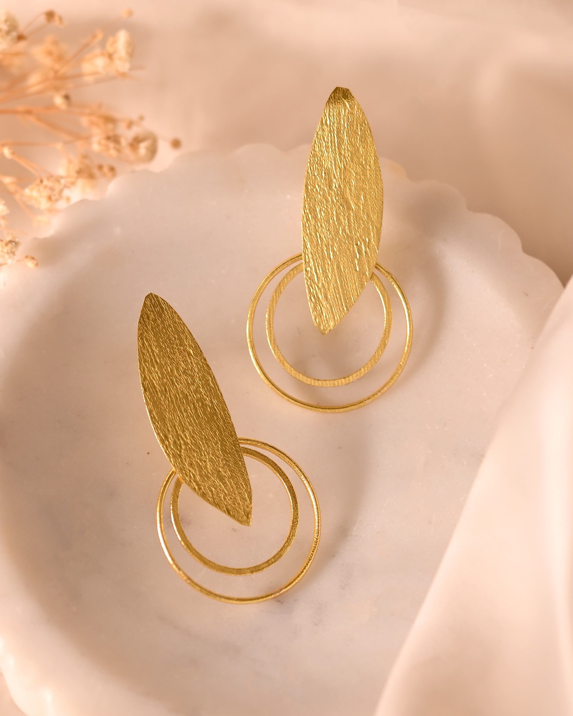 VOJ Gold Polished Stainless Steel Designer Anti Tarnished Earrings - Distacart