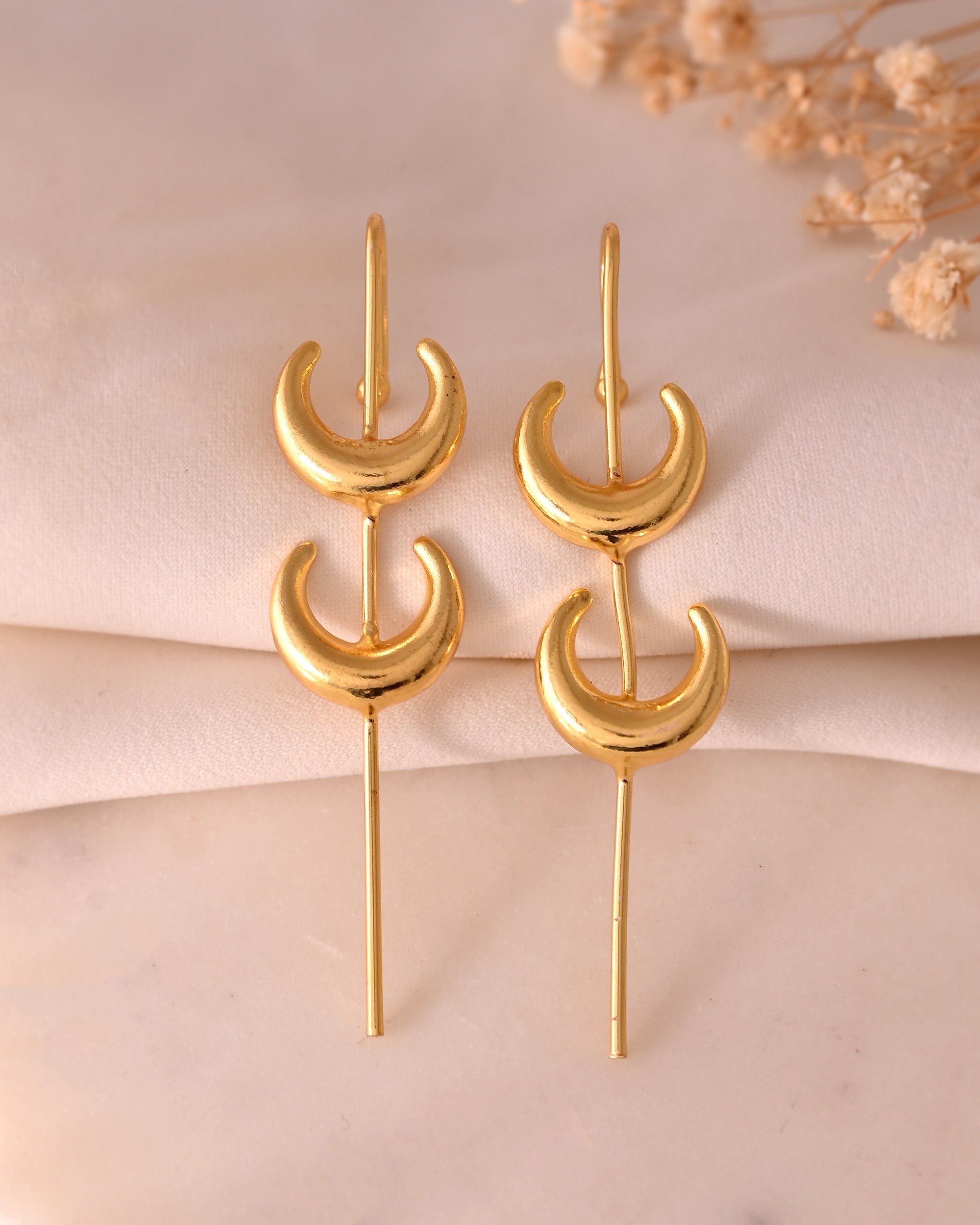VOJ Gold Polished Moon Shaped Anti Tarnish Ear Cuff - Distacart